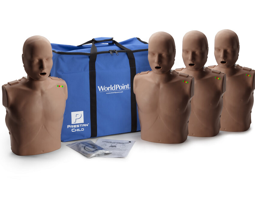 Manequim Prestan® Criança (pacote de 4) sem Monitor RCP - Pele Escura