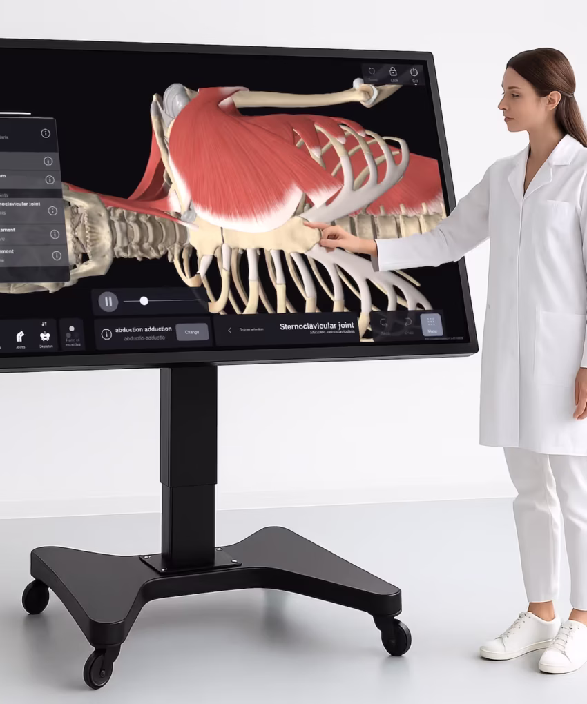 Mesa Anatômica 3D Interativa com tela touchscreen 4K para ensino de anatomia humana e simulação clínica