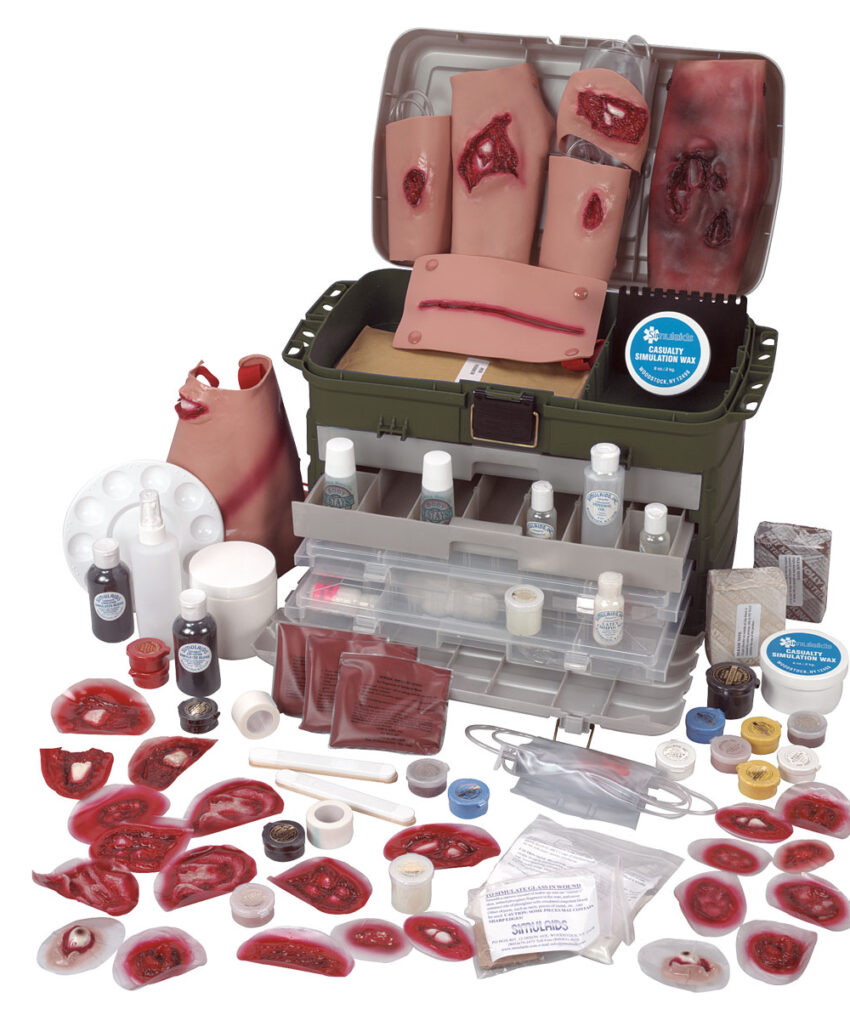 Alternative view of Kit de Simulação de Trauma Militar Moulage – Feridas Balísticas e Múltiplas Vítimas