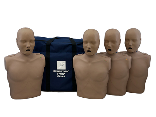 Kit com 4 Manequins Prestan Adulto Dark Skin para treinamento de RCP e DEA